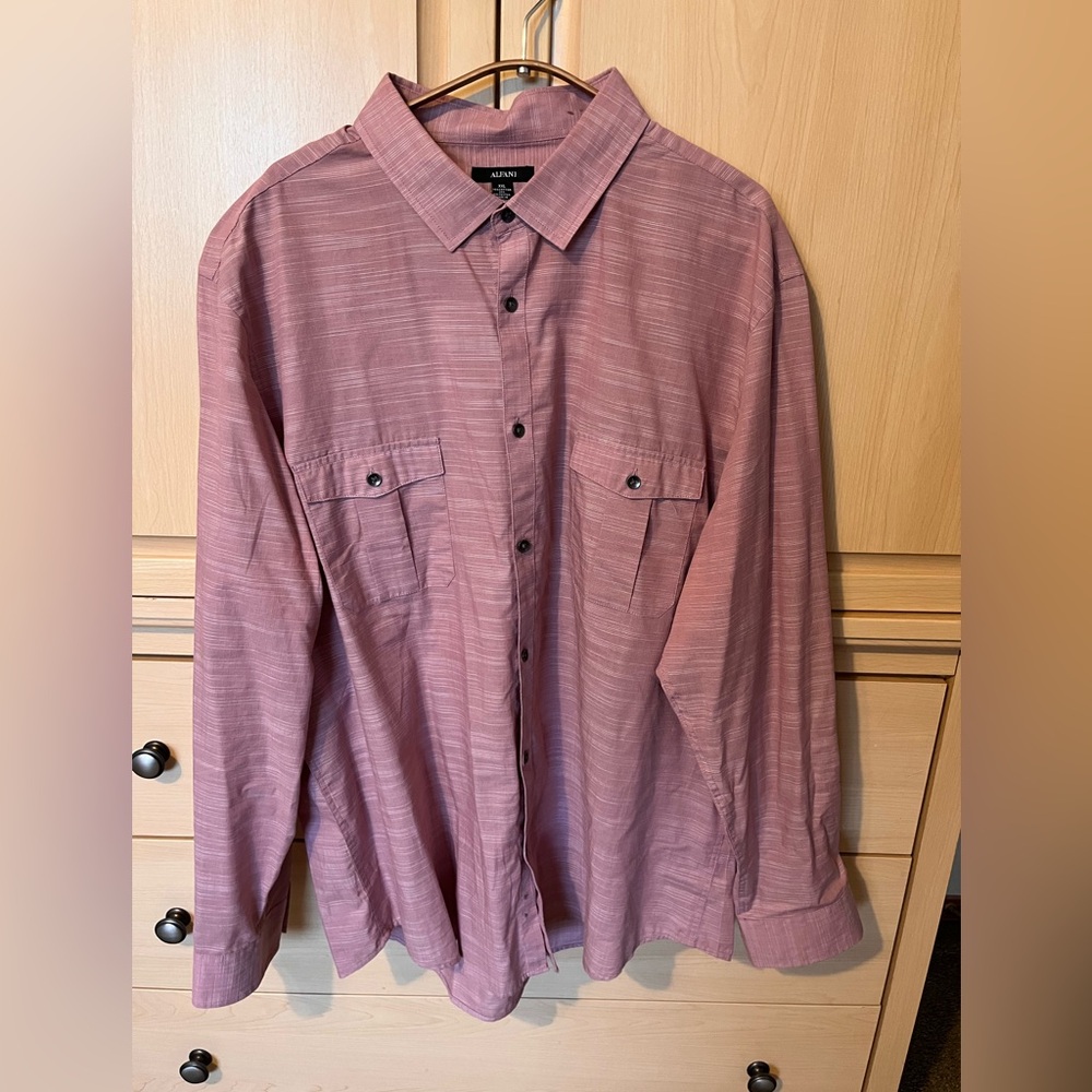 Alfani Mauve Button-Up Shirt, XXL